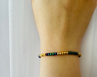 Gold-filled iridescent beads bracelet