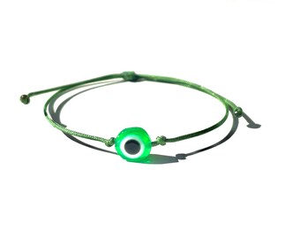 Green evil eye bracelet, handmade-evil eye-gifts by Lucky Charms USA