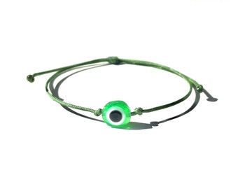 Green evil eye bracelet, handmade-evil eye-gifts by Lucky Charms USA