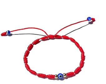 Evil Eye Red String Knotted Bracelet, Handmade-protection-jewelry-gifts by Lucky Charms USA Free Shipping