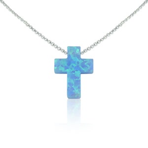 Opal Cross Necklace – In Sterling Silver or Gold Vermeil
