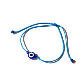 Blue evil eye handmade string adjustable bracelet protection for women men kids baby waterproof bracelet custom made wrist sizes