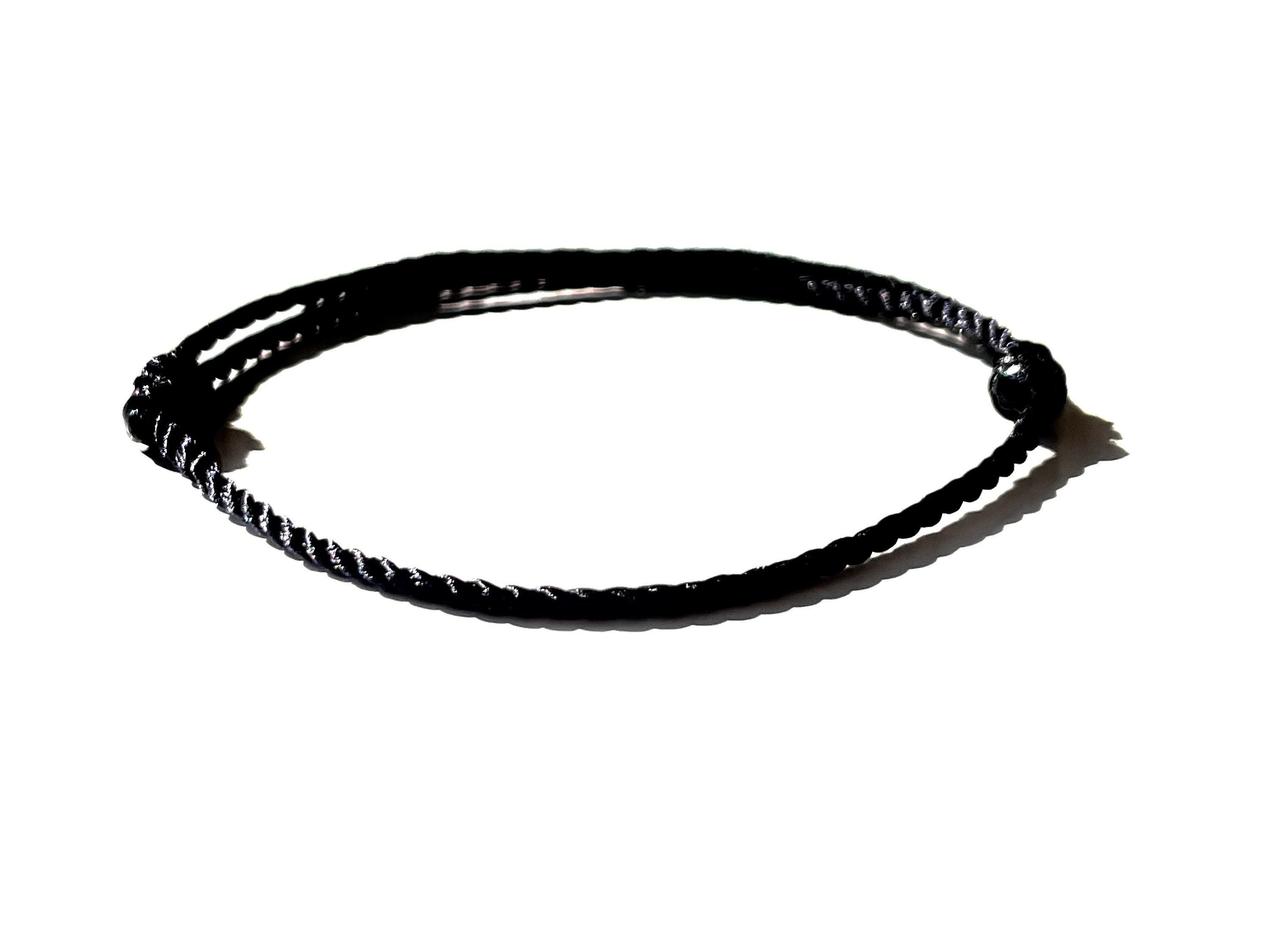 Men's Black String Bracelet with Black CZ Bead L (18cm / 7.1”)