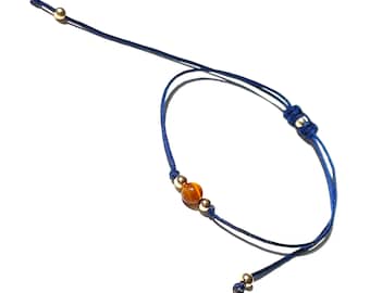 Tiger eye royal blue with gold-filled beads bracelet