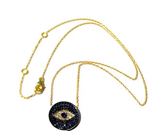 Evil eye zirconia necklace handmade-jewelry by Lucky Charms USA