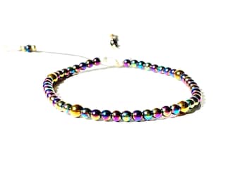 Iridescent metallic beaded bracelet