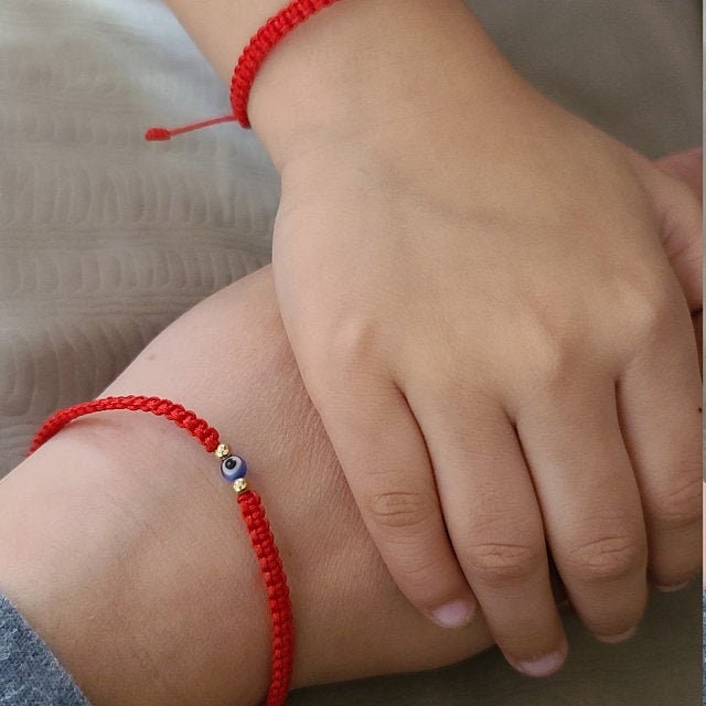 Real Handmade Evil Eye Red String Bracelet USA - Gold-filled