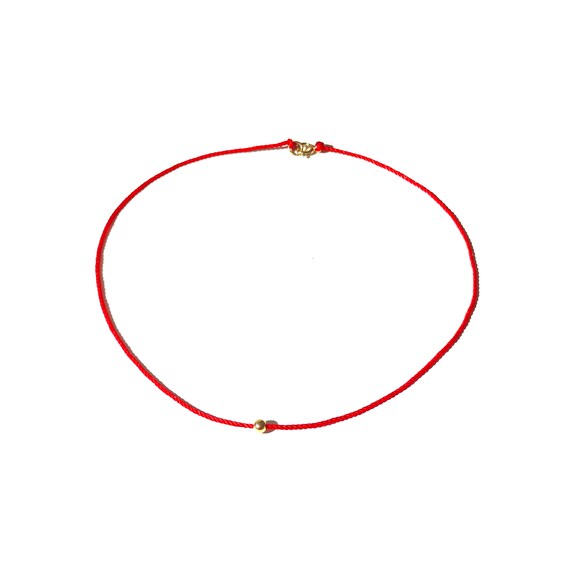 Dainty Redline With Accent Gold filled Bead Choker or Necklace