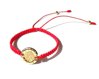 Cross and saint gold-filled coin red string bracelet a divine gift for her by Lucky Charms USA