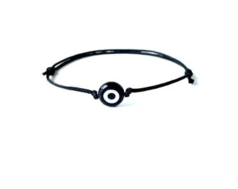 Black evil eye string bracelet Handmade protection jewelry gifts by Lucky Charms USA Waterproof, Unisex, Free Shipping