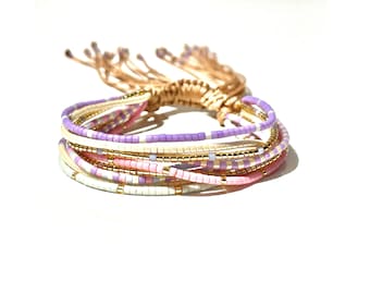 Multi-layered Miyuki seed bead handmade-bracelet set from the Zahara handmade collection a beautiful gift for her from Lucky Charms USA
