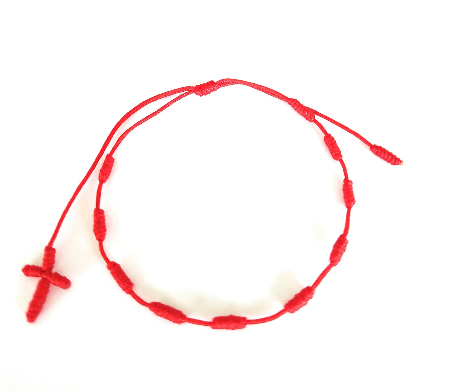 Red String Cross Rosary Bracelet Knot Rosary Bracelet Etsy