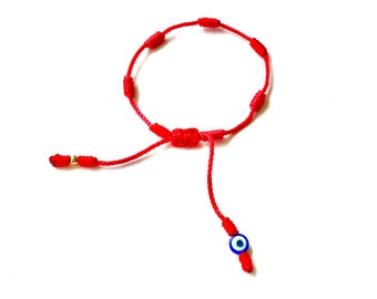 Seven Knots Evil Eye Red Black Blue Protection Handmade Waterproof Bracelet Gift Pulsera Roja Mal de Ojo 7 nudos Proteccion