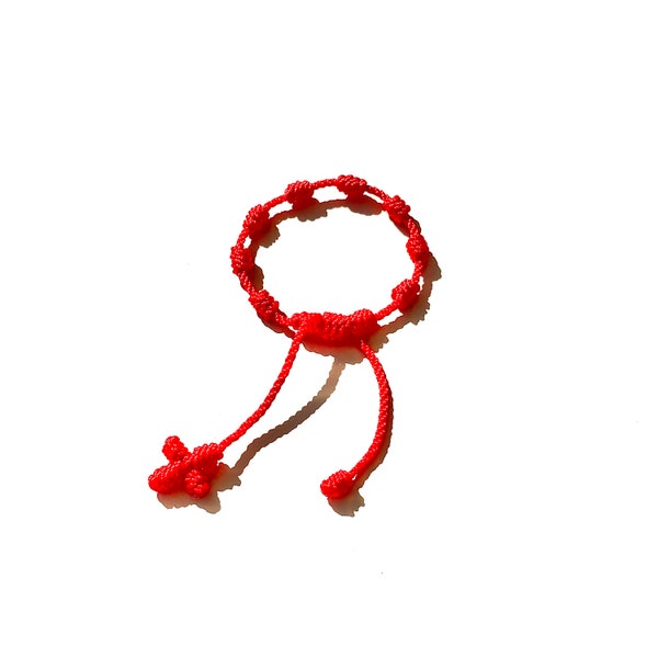 Cross Baby Rosary Bracelet Jewelry Red String 10 Knots Protection Good Luck Kids Gift Rosario Niños Bebe Infantil Waterproof