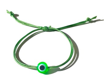 Evil eye green bracelet, handmade green jewelry gifts by Lucky Charms USA