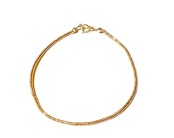 Thin gold bead bracelet dainty jewelry handmade by Lucky Chars USA