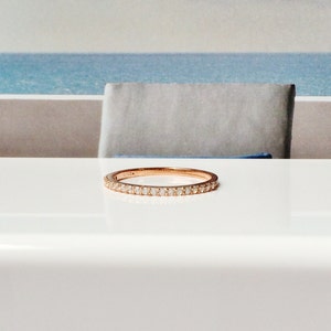 Eternity band ring with full circle cubic zirconia CZ, in rose gold-filled,  By Lucky Charms USA