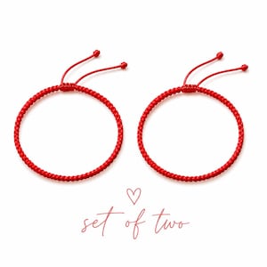 Set of 2 Hand-Braided Red String Bracelets, Matching Friendship & Couples Set, Waterproof Cord – Year of the Horse Good Luck