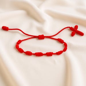 Handmade by a Catholic Devotee with Love and Prayer Rosary - Single Cord 10 Knots Decenario and a Cross Gift