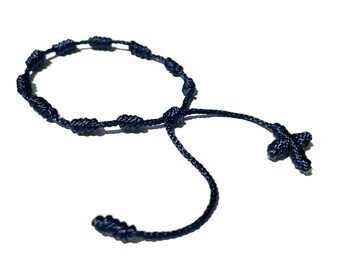 Royal blue couples 10 knot wrist rosary, Handmade spiritual gifts by Lucky Charms USA