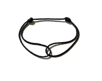 Black Nylon Cord Bracelet Men's Infinity String Simple Bracelet Adjustable Sliding Knot Surfer Wristband Guys Jewelry Gifts Waterproof