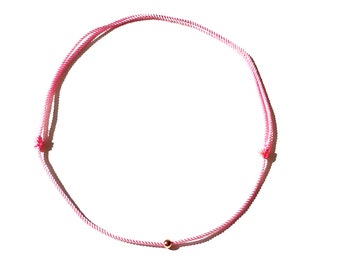 Pink string choker necklace bracelet with gold-filled bead, 14k bead, 18k bead, handmade-pink-gifts by Lucky Charms USA