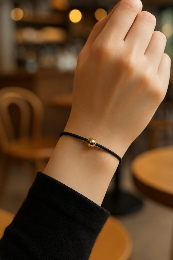 Protect Your Energy Bracelet, Black Cord Waterproof, 14k Gold Filled, Sterling Silver, Adjustable Jewelry