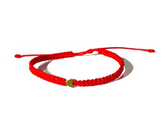 Red string Hematite golden heart bracelet for women adjustable, waterproof bracelet gift for her Free shipping