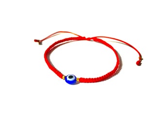 Dainty evil eye red bracelet Handbraided good-luck and protection gift