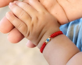 Armband mit dem bösen Blick für Babys, Kinder und Mütter – wasserfest – vergoldet – Unisex – handgeflochten
