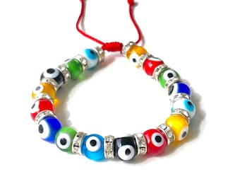 Multicolor evil eye bracelet