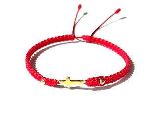 Goldfilled Cross Protective Red String Bracelet for Women, Children and Babies, Handmade Divine Gifts by Lucky Charms USA