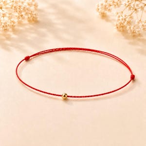 Red String Bracelet, 14k or 18k Solid Gold, Waterproof Adjustable Bracelet, Protection Bracelet, Gift for Her