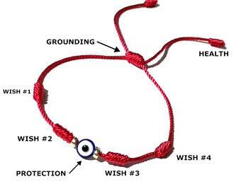 7 wishes red string bracelet with evil eye for women men kids baby adjustable waterproof handmade protective jewelry gift with free shipping