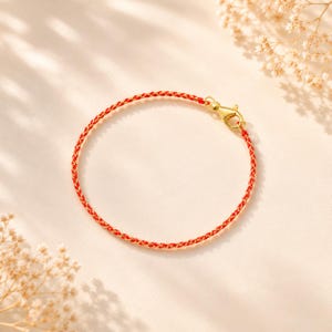 Handwoven Gold Filled Red Cord Bracelet – Dainty Waterproof Chain Bracelet, Minimal Luxury Gift for Her