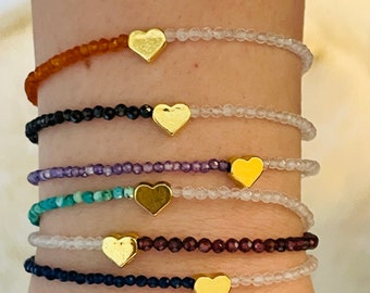 Heart and Crystals Half and Half Bracelets Unique Jewelry Gifts for Her by Lucky Charms USA enjoy Free Shipping