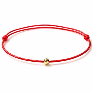 Manifest Wealth & Luck: 14k 18k Solid Gold Red Cord Protection Bracelet - 2026 Year of the Horse Zodiac Lucky String