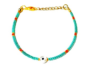 Adina turquoise Miyuki evil eye bracelet Handmade by Lucky Charms USA