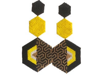 Yellow Miyuki beads earrings one-of-a-kind creation