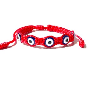 red string hand-braided blue evil eye bracelet custom-sizes for women men children baby, waterproof, Handmade-evil eye-red bracelet-gifts by Lucky Charms USA