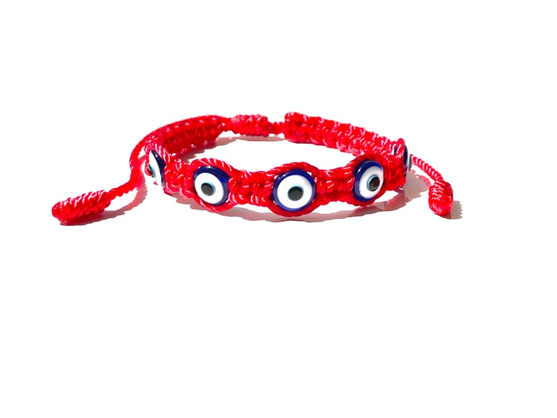 red string hand-braided blue evil eye bracelet custom-sizes for women men children baby, waterproof, Handmade-evil eye-red bracelet-gifts by Lucky Charms USA