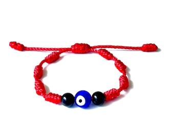 Baby evil eye red bracelet Mal de ojo turco, Knots with onyx beads for protection and good-luck free shipping