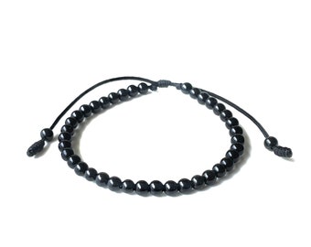 Black onyx bracelet men women, Handmade-genuine-onyx-jewelry-gifts by Lucky Charms USA Free Shipping