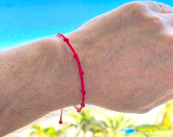 7 knots red string bracelet negative energy protection lucky 7 nudos rojos pulsera, handmade good-luck gifts by Lucky Charms USA