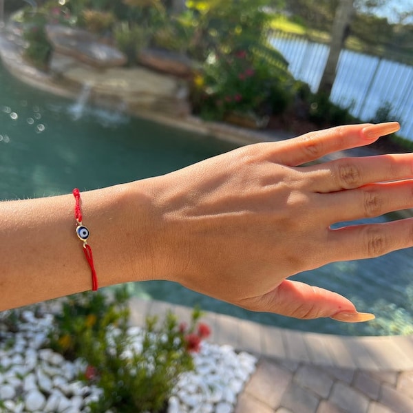 Evil Eye Red String Protection Bracelet a minimalist perfect fun piece to wear day or night, Your new go-to gift for friends, Handmade