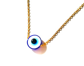 Evil eye necklace handmade by Lucky Charms USA