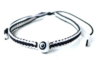 Black and white evil eye braided bracelet