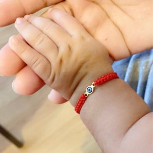 VENTE ! Bracelet rouge mauvais œil rempli d'or, imperméable, fait main pour femme enfants bébés, bijoux de protection que vous allez adorer