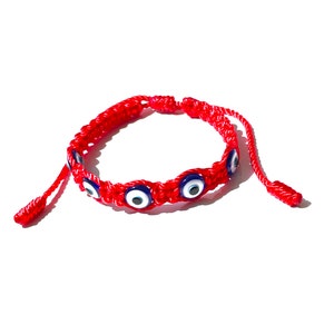 red string hand-braided evil eye macrame bracelet custom-sizes for women men children baby, waterproof, Handmade-evil eye-red bracelet-gifts by Lucky Charms USA