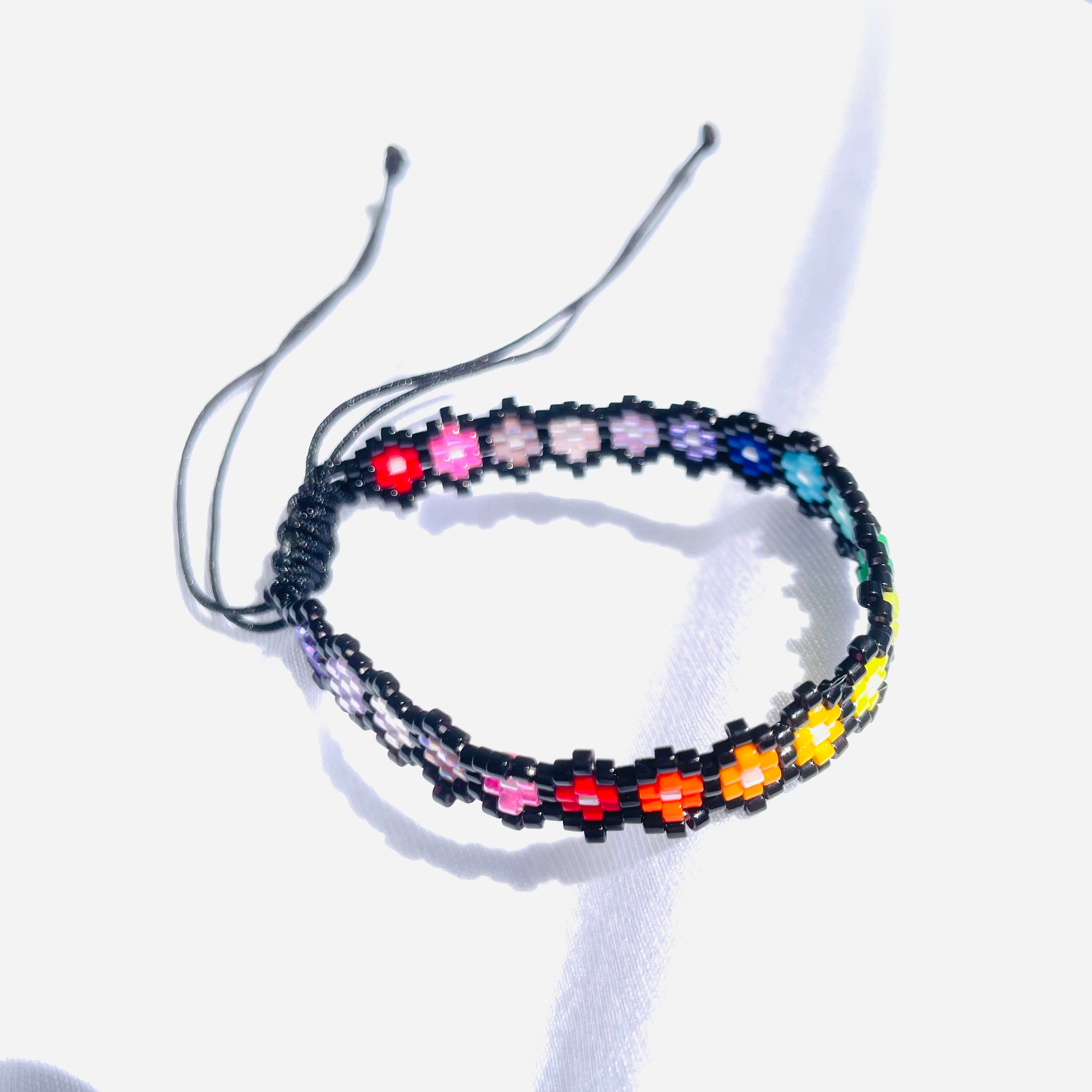korean flowers seed beads charm bracelet